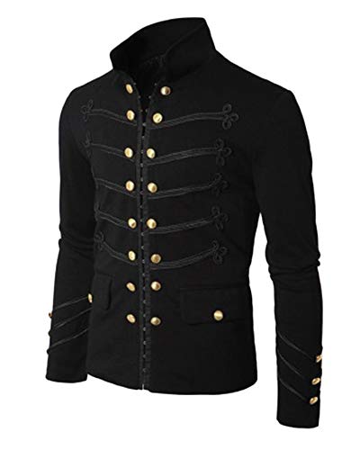 Shaoyao Herren Stehkragen Mantel Mit Tasche Frack Jacke Gothic Gehrock Uniform Kostüm Praty Outwear Schwarz 3XL von Shaoyao