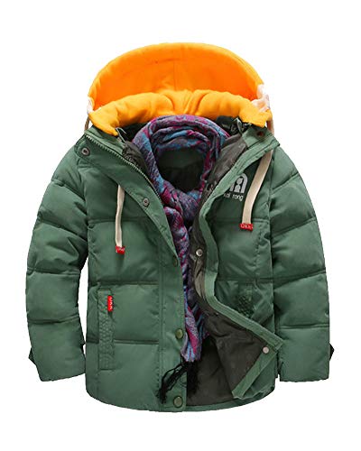 Shaoyao Kinder Daunenjacken Winterjacke mit Abnehmbarer Kapuze für Jungen Mädchen Kinderweste Daunenweste warm Herbstjacken Wintermantel Armeegrün 120 von Shaoyao