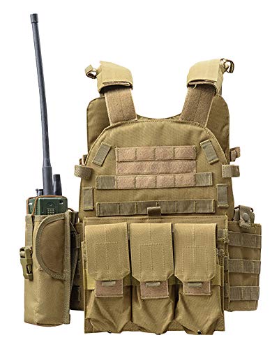 Tactical Weste Militärische Angriff Kampf,Outdoor Dschungel Spiel Schutz Vest Kaki One Size von Shaoyao