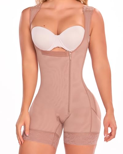 SHAPE CONCEPT 344 y 079 Fajas Colombianas Reductoras y Moldeadoras Post Chirurgie Kompressionskleidung Bauchdeckenstraffung, Seitlicher Kakao-Reißverschluss, L von Shape Concept