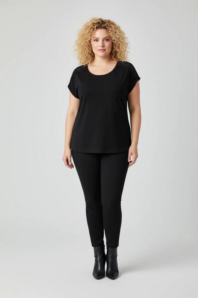 Shape of You Blusentop Schulter Spitze Kurzarm Stricktop Shape of You Blusentop Schulter Spitze Kurzarm Stricktop von Shape of You