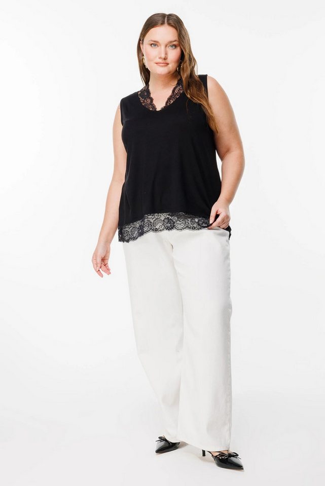 Shape of You Blusentop Spitzen-Detail V-Ausschnitt Ärmellose Bluse Shape of You Blusentop Spitzen-Detail V-Ausschnitt Ärmellose Bluse von Shape of You