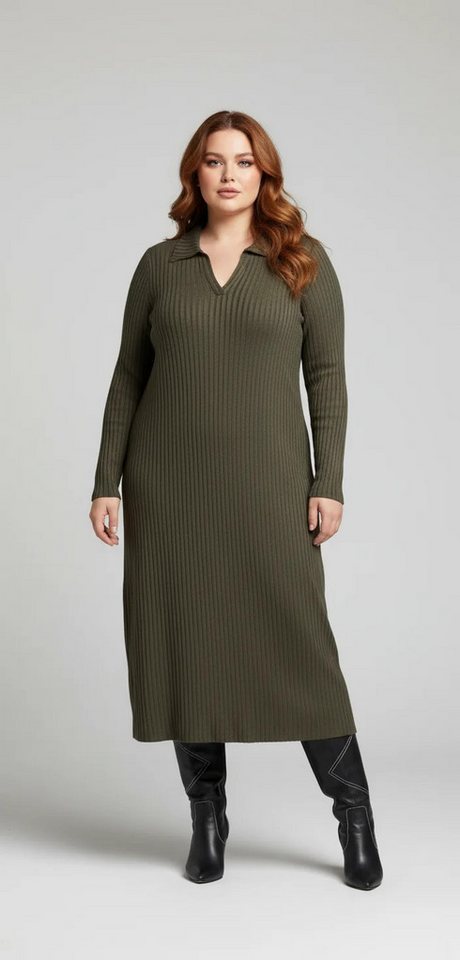 Shape of You Minikleid Schlankes Polo-Hals Midi-Kleid Shape of You Minikleid Schlankes Polo-Hals Midi-Kleid von Shape of You