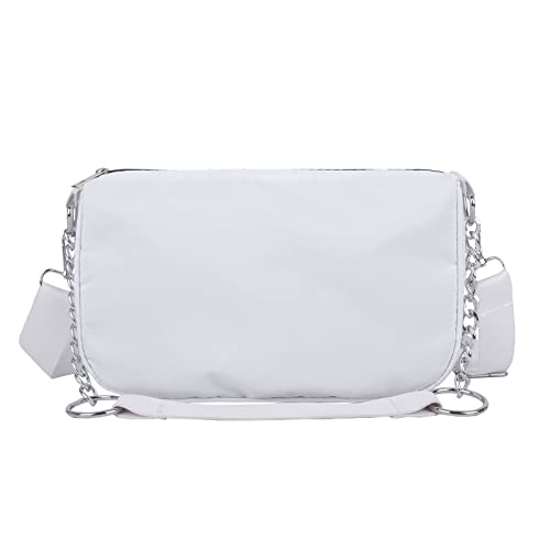 ShapeW Nylon-Umhängetasche, Kettentasche, Schultertasche mit Reißverschluss, Aufbewahrungstasche für Frauen und Mädchen, Outdoor, Reisen, tragbare Taschen, weiß von ShapeW