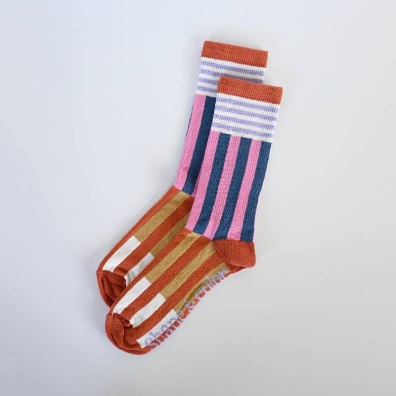 Die Colorblock Crew Socke | Rosa & Blau Hergestellt in Den Usa Rundstrick-Socken Aus Recycelter Baumwolle von ShapeandColorShop