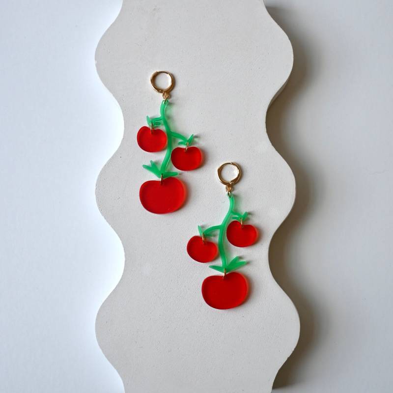 Tomaten Ohrringe Trendige Lasercut Acryl Obst Ohrringe von ShapeandColorShop