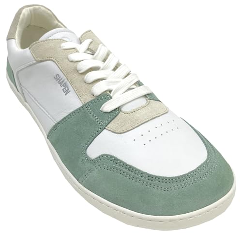Shapen Lässiger Sneaker mit Minimalsohle/Barfußschuhe in Jade/Beige/Weiß Modell RE:Wind (Jade, EU Schuhgrößensystem, Erwachsene, Numerisch, M, 40) von Shapen