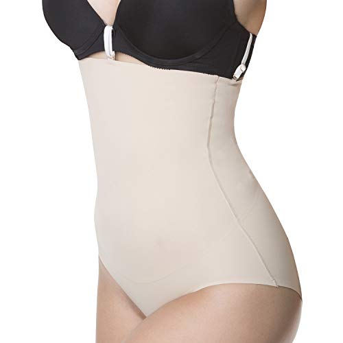 Bauchweg Unterwäsche Damen Miederslip mit Bauch-Weg-Effekt Shapewear Stark Formend Miederhose Slip Hochzeitsdessous (M, Beige) von Shapewear Julimex