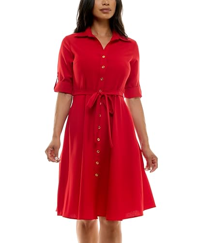 Sharagano, Kleid mit Knopfleiste und Faltenrock, lockeres Hemdblusenkleid für Damen, 34 von Sharagano