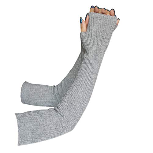 Share Maison Damen Armstulpen mit Daumenloch Winter Fingerlos Dehnbar Kaschmir Wolle Lange Handschuhe Ärmel - Grau - Medium von Share Maison