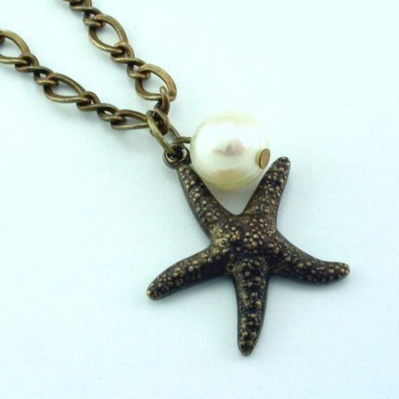Seestern-Halskette Messing-Anhänger Mit Süßwasserperle von ShareMyMoon