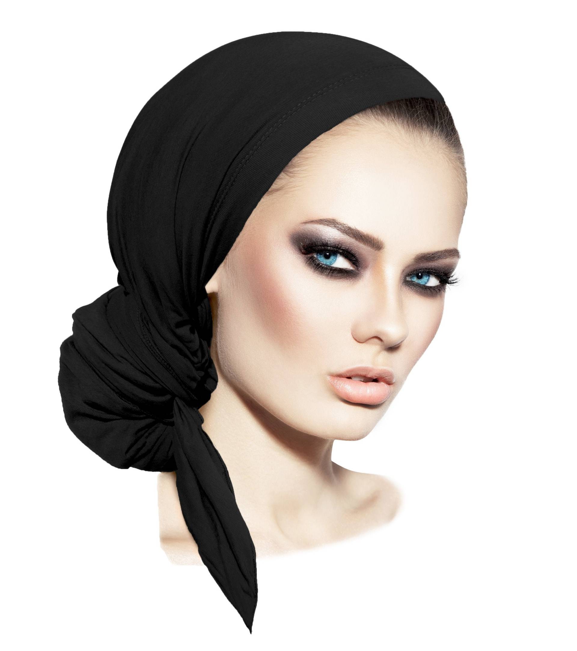 Schwarzes Kopftuch Aus Weicher Baumwolle, Rutschfestes Kopftuch Vielseitiger Chemofreundlicher Turban Schwarzes Kopftuch Aus Weicher Baumwolle, Rutschfestes Kopftuch Vielseitiger Chemofreundlicher Turban von ShariRoseShop