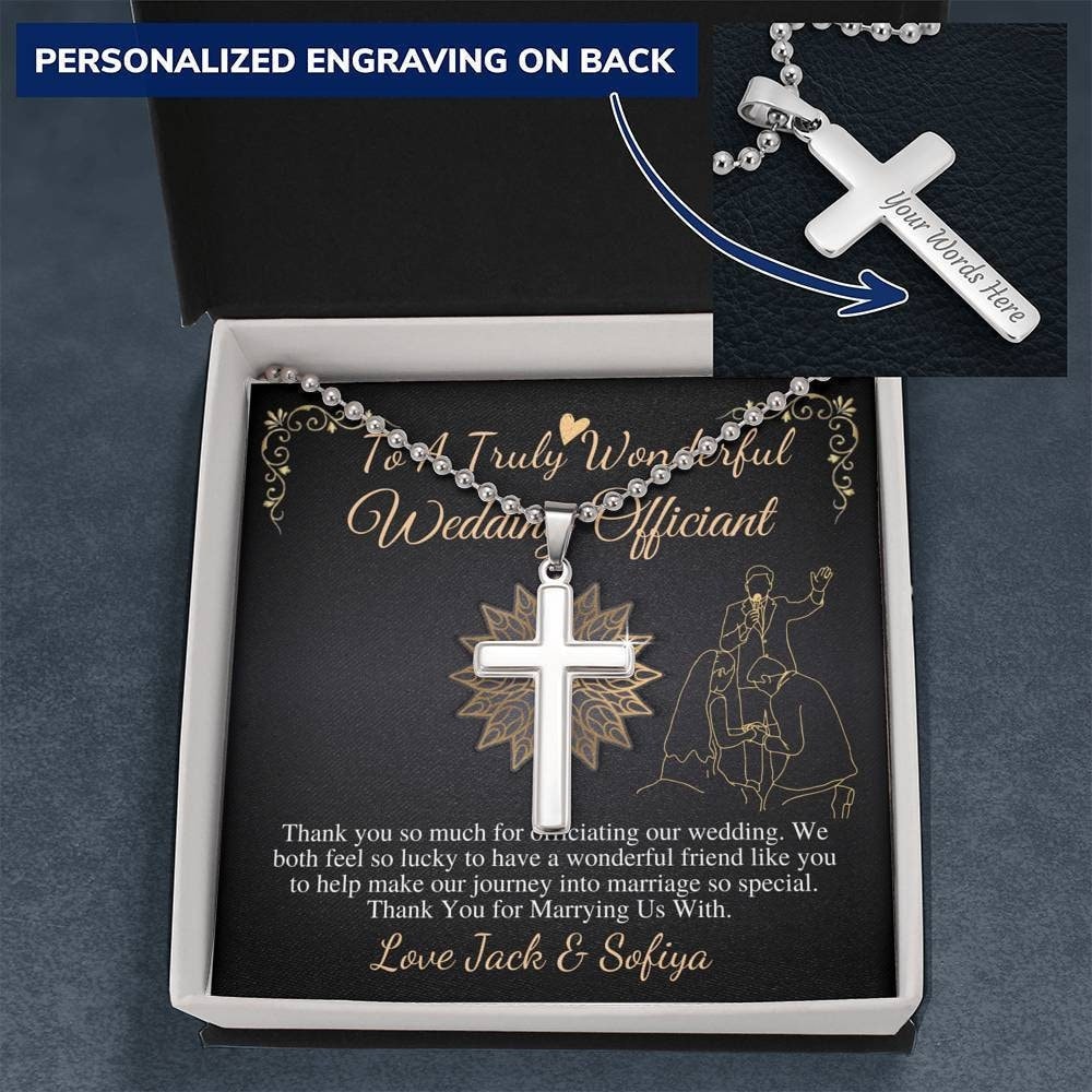 Hochzeitsgeschenk | Personalisiertes Geschenk Zur Hochzeit Officiant Man Kreuz Halskette Hochzeitsgeschenk, Gravur #0754 von SharikGemstone