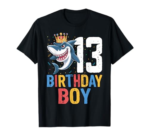 13 Years Old Ocean Animals Shark Lover 13th Birthday Boy T-Shirt von Shark Lover 13th Birthday Gifts Co.