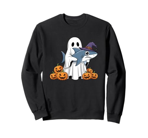 Lustiger Geist Hai Kürbis Halloween Kinder Herren Damen Sweatshirt von Shark Lovers Cute Halloween Outfits for Boy Girl
