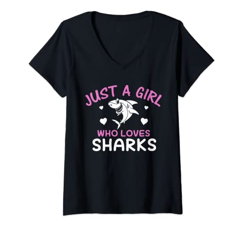 Damen Shark Damen T-Shirt mit V-Ausschnitt von Shark Shirts for Women