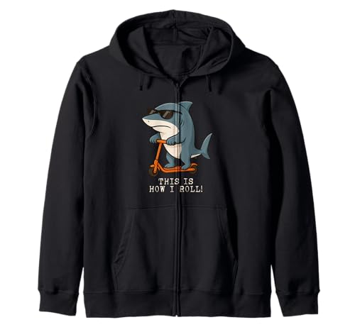 Lustiger Shark Scooter This Is How I Roll Jungen Mädchen Kinder Kapuzenjacke von SharkAxis1
