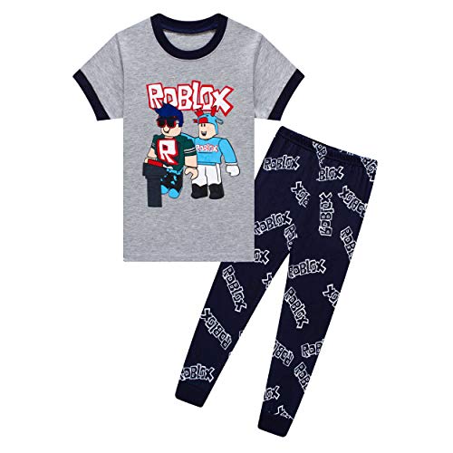 Jungen Schlafanzug-Set aus Baumwolle, kurzärmelig, Grau, 6–12 Jahre Gr. 8-9 Jahre, grau von SharkBebe