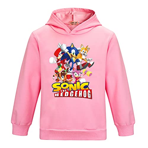 Jungen und Mädchen Sonic Hoodies Kinder Baumwolle Langarm Kostüm Kind Sweatshirt The Hedgehog Little Outfits Schule Top, rose, 110 von SharkBebe