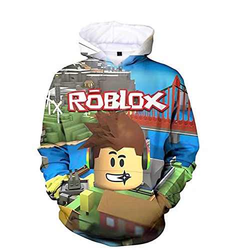 Kinder blauer Hoodie süße Grafik Sweatshirts Langarm 3D modische Jungen und Mädchen Hoodies Herbst Winter Kleidung, Blue01, 146 von SharkBebe