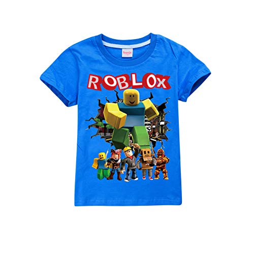 Roblox T-Shirt für Kinder, Jungen, Mädchen, kurzärmelig, 2–13 Jahre Gr. 9-10 Jahre, blau von SharkBebe