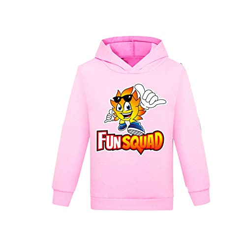 SharkBebe Jungen Fun Squad Hoodies Kinder New Merch Sweatshirts Mode Baumwolle Kapuze für Mädchen, rose, 134 von SharkBebe