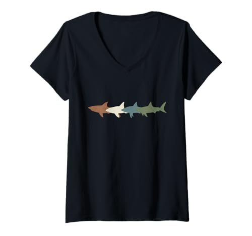 Damen Weiße Haie Fische Haifischen - Haifischfang T-Shirt mit V-Ausschnitt Damen Weiße Haie Fische Haifischen - Haifischfang T-Shirt mit V-Ausschnitt von Sharkfish Shark Designs For Shark Lover