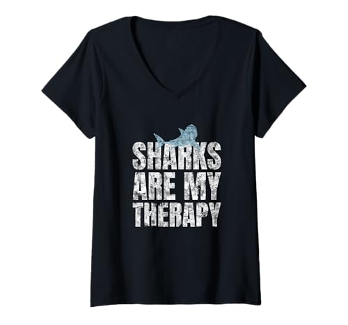 Damen Haie sind Meine Therapie Hai-Forscher und Meeresbiologe T-Shirt mit V-Ausschnitt Damen Haie sind Meine Therapie Hai-Forscher und Meeresbiologe T-Shirt mit V-Ausschnitt von Sharks Are My Therapy