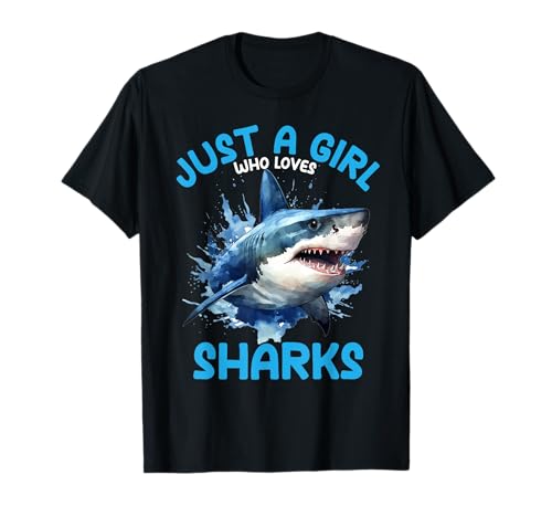 Just A Girl Who Loves Sharks Cute Shark Zitat Mädchen Kinder T-Shirt von Sharks Cute Shark Quote Designs