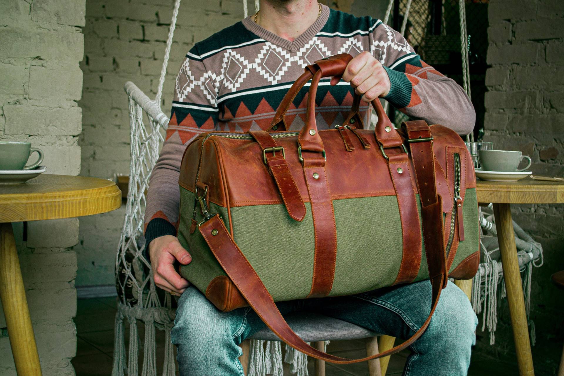 Benutzerdefinierte Braune Segeltuch-Reise-Tasche, Leder-Reisetasche, Grüne Wachs-Segeltuch-Reisetasche, Segeltuch-Weekender, Groomsmen Geschenke Benutzerdefinierte Braune Segeltuch-Reise-Tasche, Leder-Reisetasche, Grüne Wachs-Segeltuch-Reisetasche, Segeltuch-Weekender, Groomsmen Geschenke von SharkyFriendsUA
