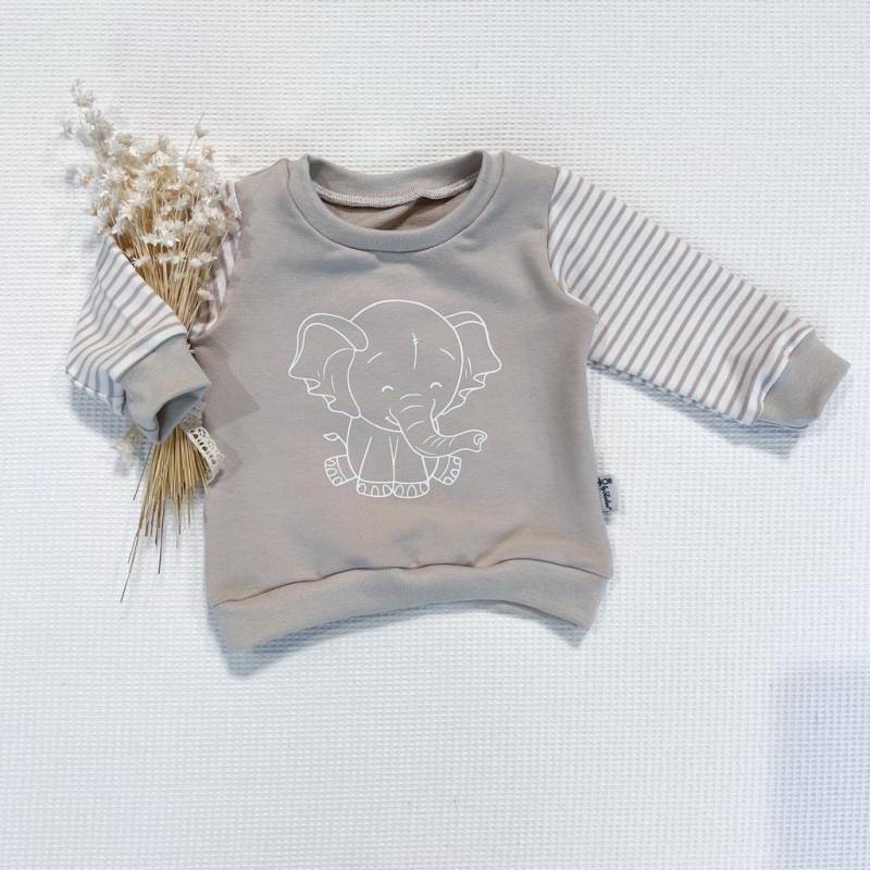 Creme/streifen - Elefant | W Sweater Von Sharlene Babymode Handmade in Germany von SharleneBabymode