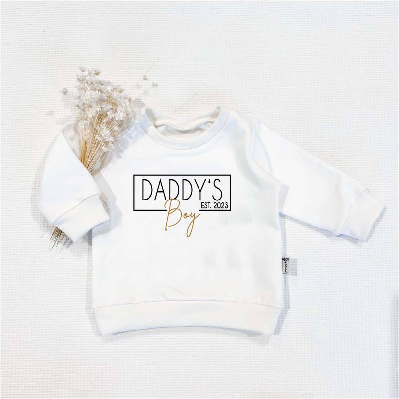 Cremeweiss - Daddy's Boy | Schwarz-Gold Sweater | Langarm Oder Shirt | Kurzarm Von Sharlene Babymode Handmade in Germany, Sweatshirt von SharleneBabymode