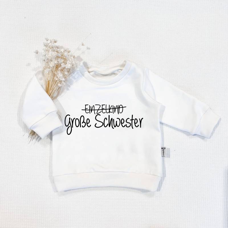 Cremeweiss - Einzelkind Durchgestrichen Gr. Schwester | Schwarz Sweater Von Sharlene Babymode Handmade Baby Pullover, Sweatshirt von SharleneBabymode