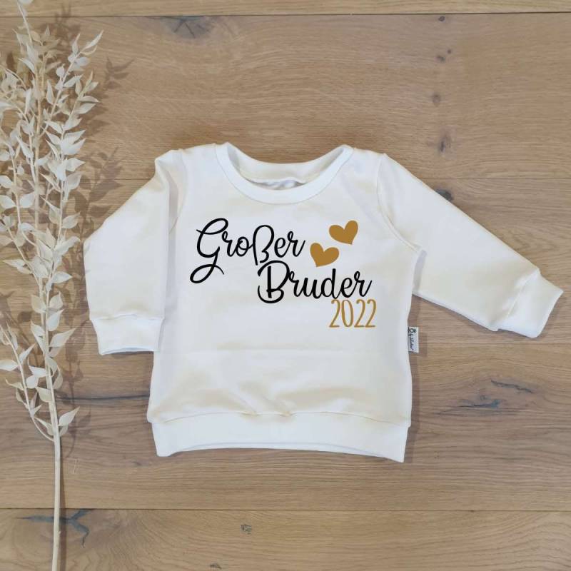 Cremeweiss - Großer Bruder Mit Jahreszahl Auswählbar | Schwarz-Gold Sweater Von Sharlene Babymode Handmade in Germany von SharleneBabymode