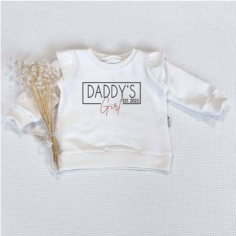 Cremeweiss Mit Rüschenarm - Daddy's Girl | Schwarz-Rosegold Sweater | Langarm O. Shirt | Kurzarm Von Sharlene Babymode Handmade in Germany von SharleneBabymode