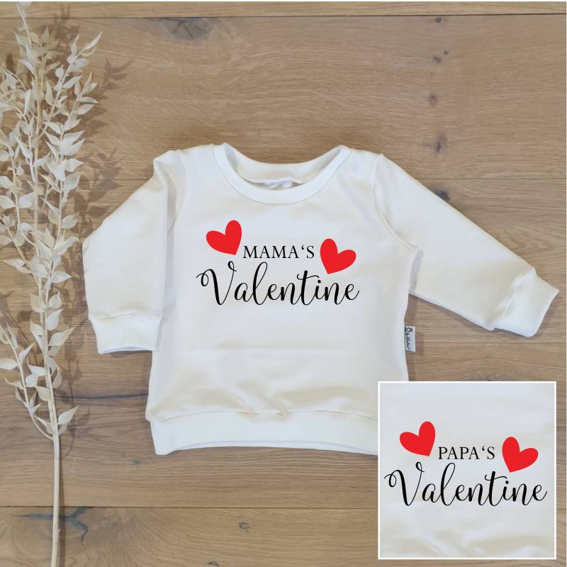 Cremeweiss | Weiss - Mama's/Papa's Valentine | Schwarz-Rot Sweater Von Sharlene Babymode Handmade in Germany von SharleneBabymode