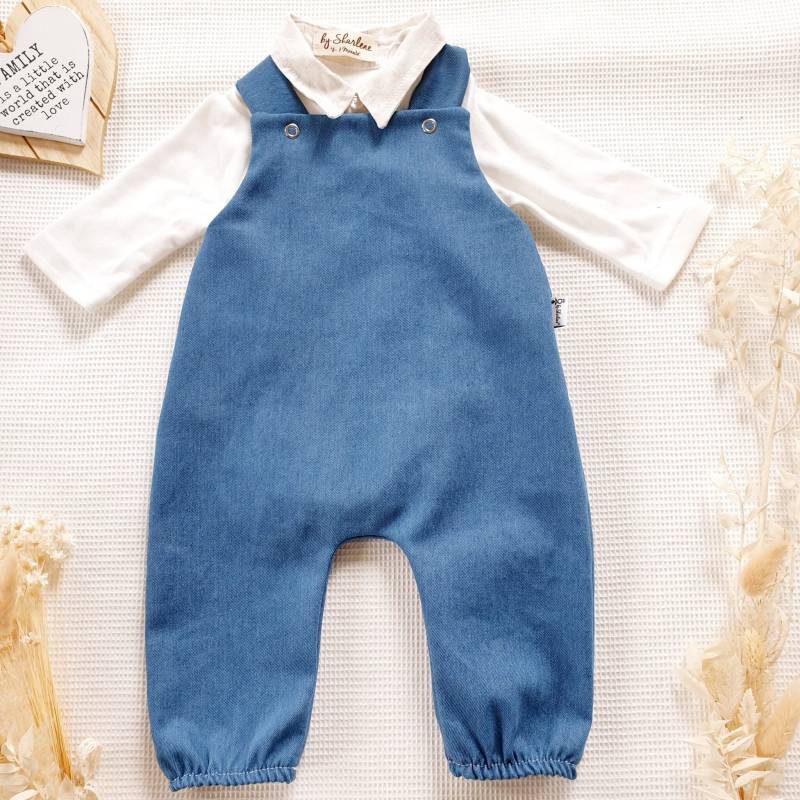 Jungen Set - Body Mit Kragen Und Latzstrampler in Jeans Von Sharlene Babymode Einteiler von SharleneBabymode