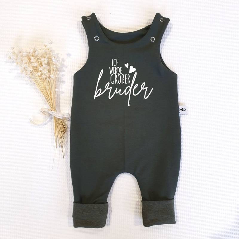 Khaki | Khaki M. - Ich Werde Großer Bruder | Weiss Einteiliger Strampler Von Sharlene Babymode Handmade in Germany von SharleneBabymode