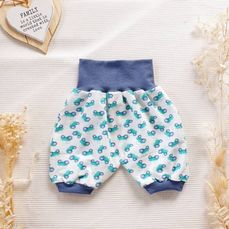 Kurze Mitwachshose - Trecker | Jeansblau Meliert Von Sharlene Babymode Handmade in Germany Baby Hose von SharleneBabymode