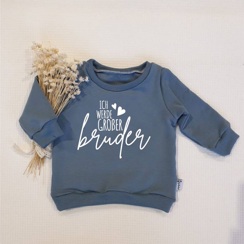Petrol - Ich Werde Großer Bruder | Weiss Sweater Von Sharlene Babymode Handmade in Germany Baby Pullover, Oberteil, Sweatshirt von SharleneBabymode