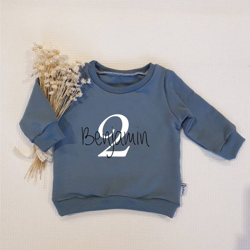 Petrol - Zahl & Name | Weiss-Schwarz Sweater Mit Oder Ohne Rüschenarm Sweatshirt Von Sharlene Babymode Handmade in Germany von SharleneBabymode