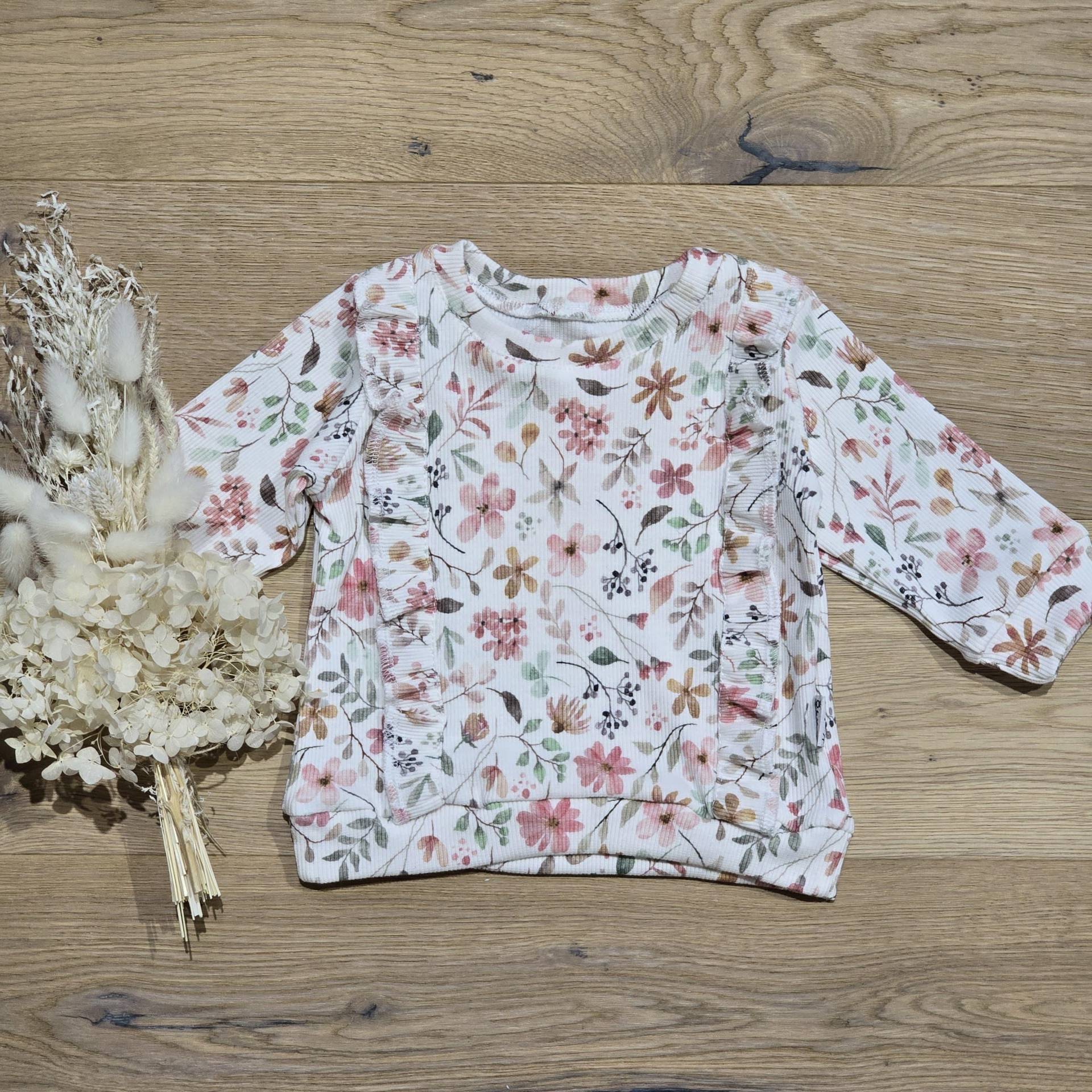Ripjersey Blumenwiese - Shirt | Kurzarm Oder Sweater | Langarm Mit Rüschenborte Von Sharlene Babymode Handmade in Germany von SharleneBabymode
