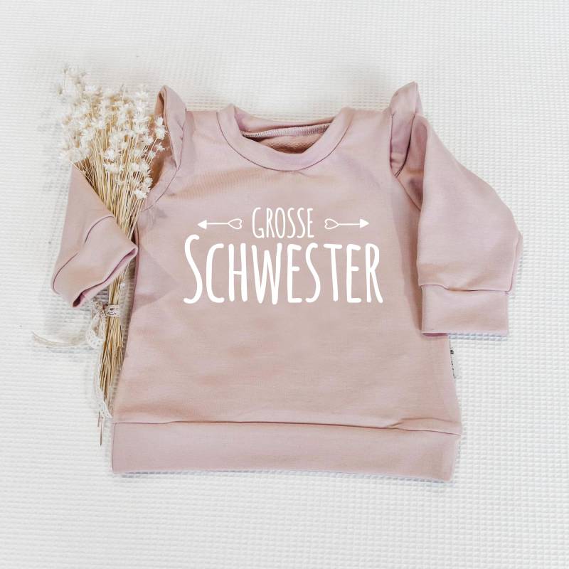 Rose Mit Rüschenarm - Grosse/Kleine Schwester Pfeile | W Sweater Von Sharlene Babymode Handmade in Germany Pullover, Sweatshirt von SharleneBabymode