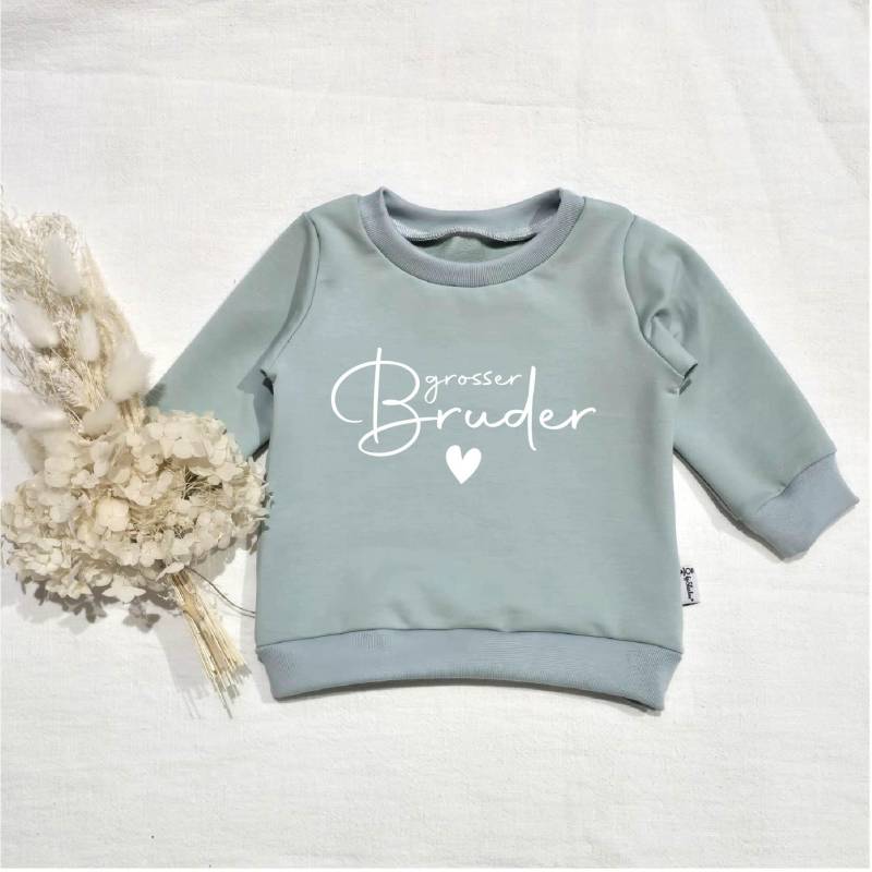 Salbei-Mintgrün - Grosser/Kleiner Bruder Herz | W Sweater Handmade, Bedruckt, Pullover, Oberteil, Sweatshirt von SharleneBabymode