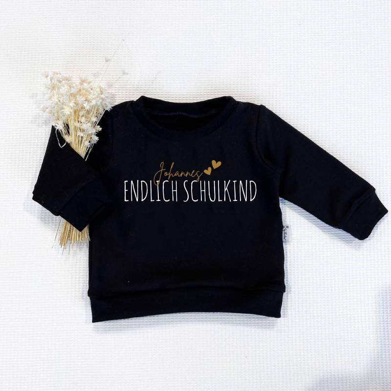 Schwarz - Endlich Schulkind | Weiss-Gold Sweater Oder Shirt Sweatshirt Von Sharlene Babymode Handmade in Germany von SharleneBabymode