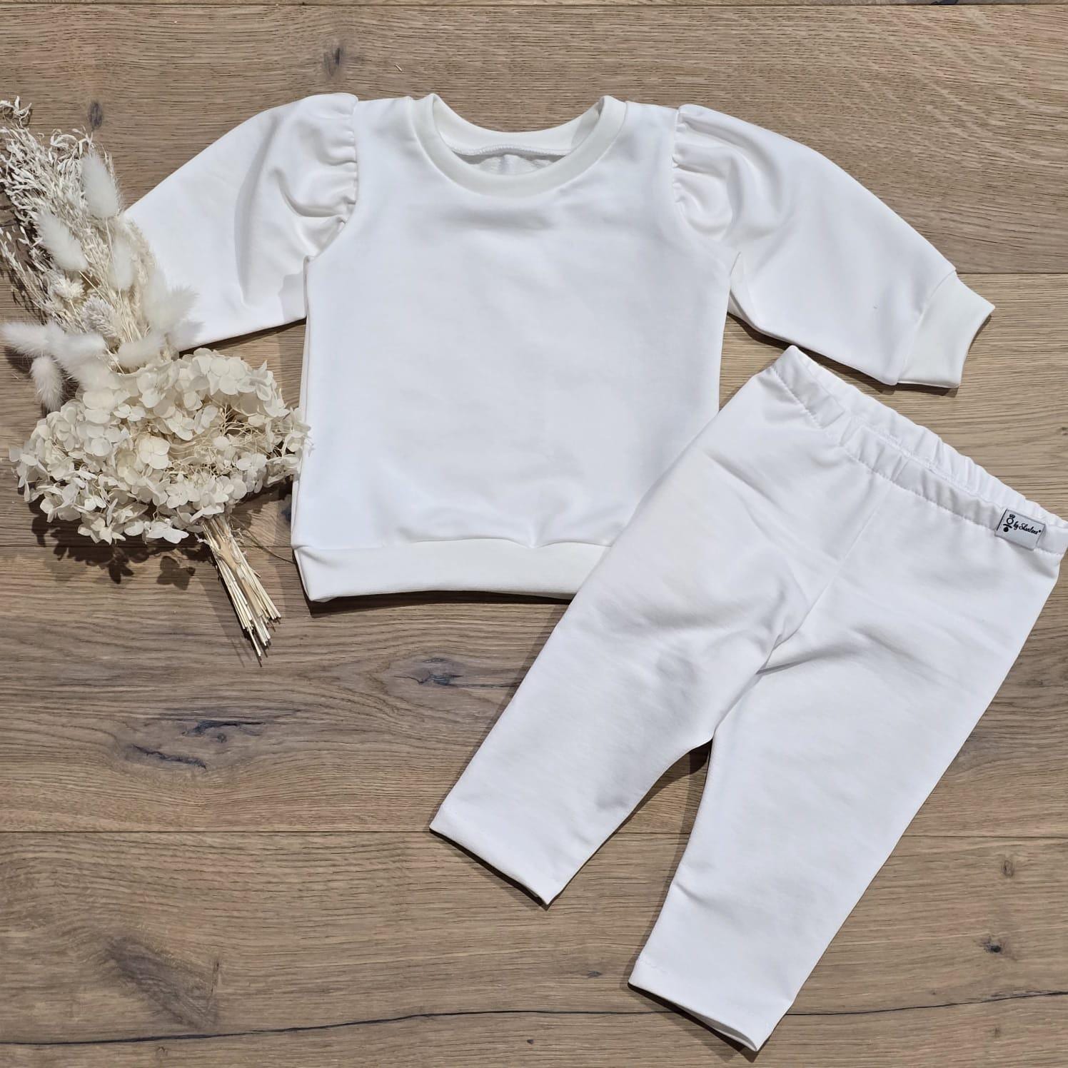 Set Aus Sweater Mit Leichten Puffärmeln Und Leggings - Uni Verschiedene Farben Wählbar Von Sharlene Babymode Handmade von SharleneBabymode