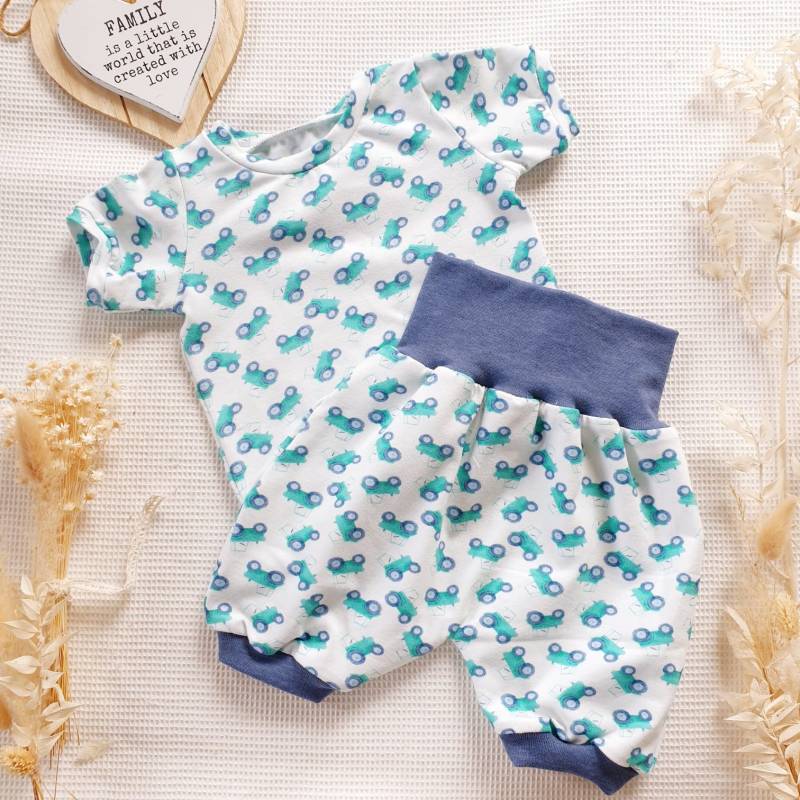 Set - Trecker Shirt Und Kurze Mitwachshose Von Sharlene Babymode Set Pullover Hose Für Dein Baby von SharleneBabymode