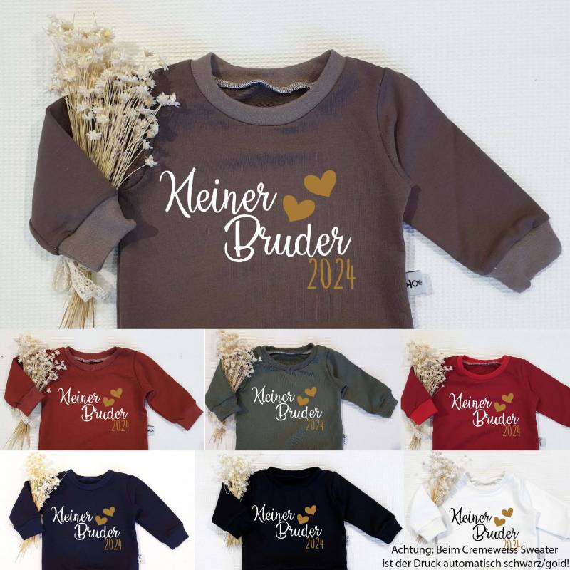 Sweater - Kleiner Bruder 2023/24 | Weiss/Gold Verschiedene Farben Wählbar Von Sharlene Babymode Handmade von SharleneBabymode
