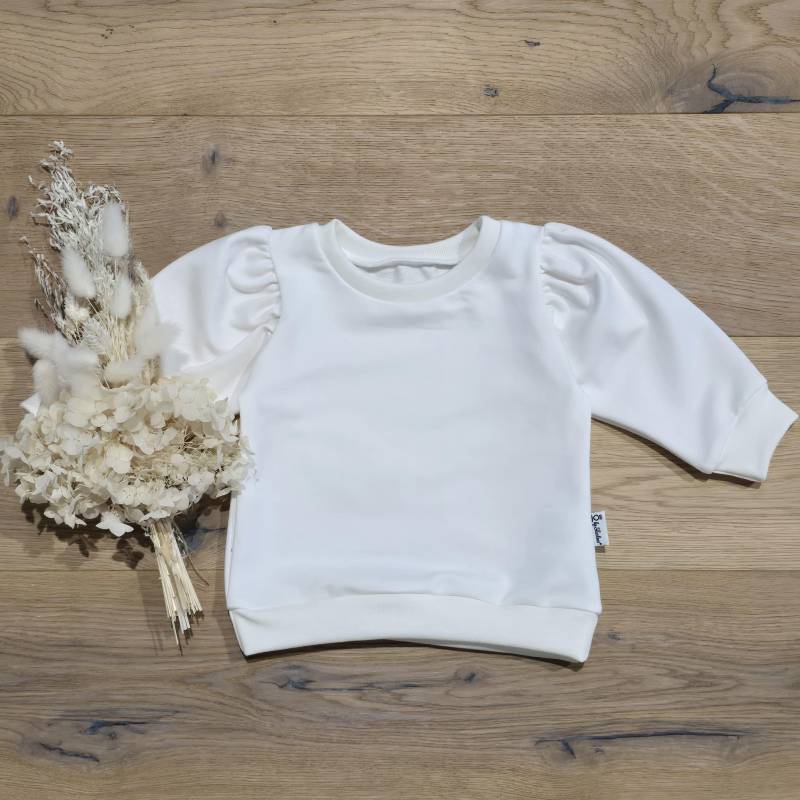 Sweater Mit Leichten Puffärmeln - Uni Verschiedene Farben Wählbar Von Sharlene Babymode Handmade von SharleneBabymode