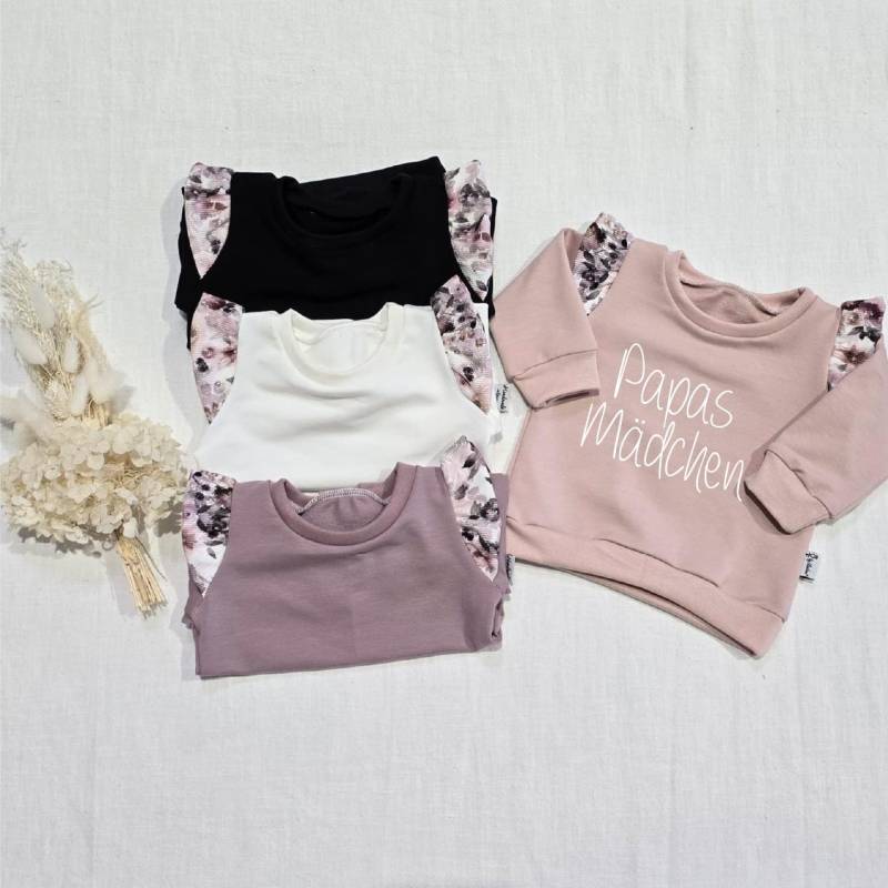 Sweater Mit Rüschen Altrose Blumen Rip - Papas Mädchen Sweatshirt Von Sharlene Babymode Handmade in Germany von SharleneBabymode